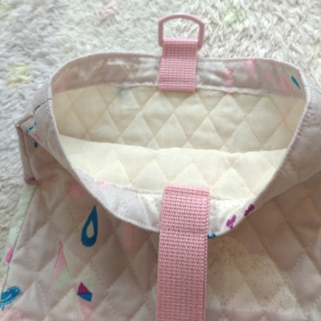 RainStory×ピンクのシューズケース キルティング使用 女の子 上靴袋