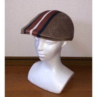 カンゴール(KANGOL)のL 新品 KANGOL ストライプ ハンチングキャップ ベレー帽 キャメル(ハンチング/ベレー帽)