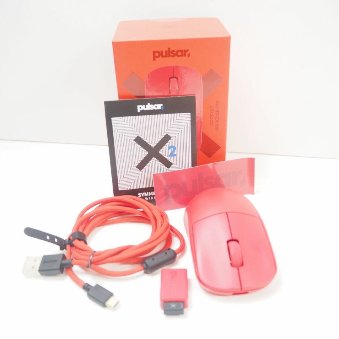 美品 Pulsar Gaming Gears パルサー X2 ALL RED EDITION ワイヤレス ゲーミングマウス MEDIUM SIZE 2 FPS eスポーツ PC周辺機器 HY766PC/タブレット