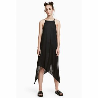 エイチアンドエム(H&M)のH&M ストレッチ リブ アシンメトリー ワンピース ロングチュニック(その他)