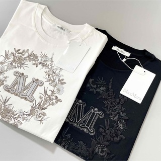オフホワイト【新品】マックスマーラ Tシャツ 花刺繍 XS