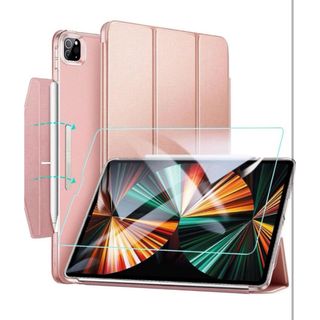 2021年iPad Pro12.9インチケース液晶保護フィルム付きローズゴールド(iPadケース)