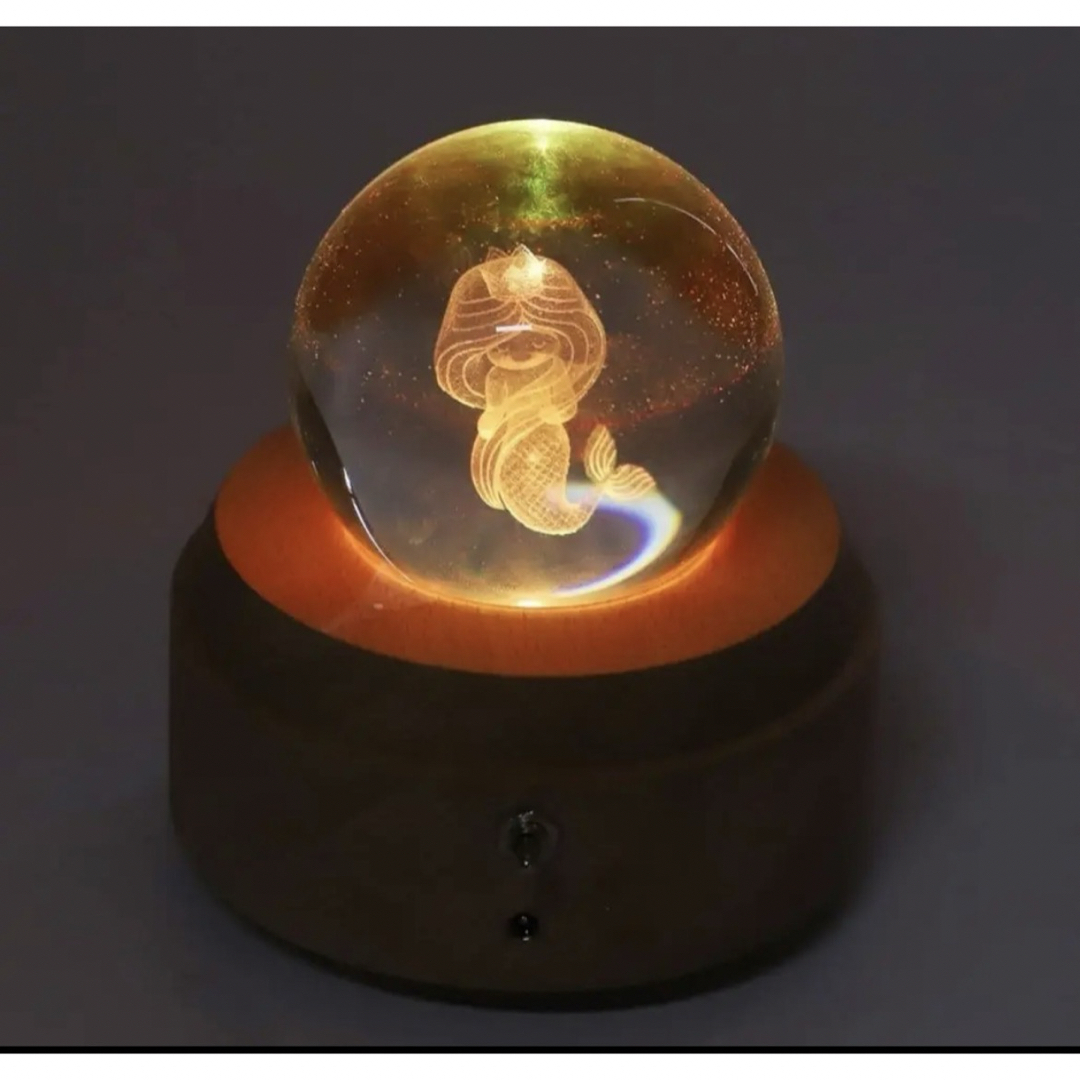 オルゴール 3D クリスタルボール 回転式 人魚 ライトアップ マーメイド インテリア/住まい/日用品のインテリア小物(オルゴール)の商品写真