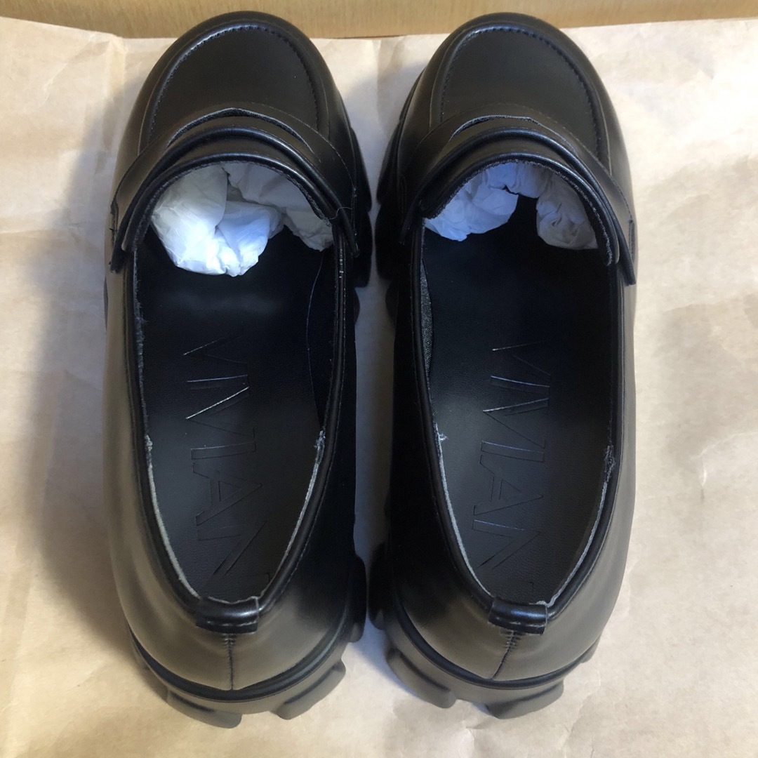 VIVIAN(ヴィヴィアン)のVivian 厚底トラックソールコインローファー　Lサイズ　黒 レディースの靴/シューズ(ローファー/革靴)の商品写真