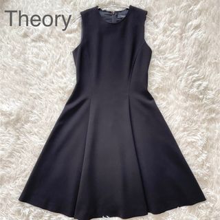 セオリー(theory)の美品　Theory　ワンピース　フレア　ブラック　トリアセテート　S セレモニー(ひざ丈ワンピース)