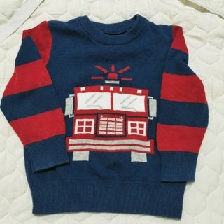 ベビーギャップ(babyGAP)の美品　baby GAP 100 消防車　男の子　ニット(ニット)