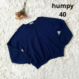 【humpy】ハンピー 40 Vネック カットソー オフィス 青紫(カットソー(長袖/七分))