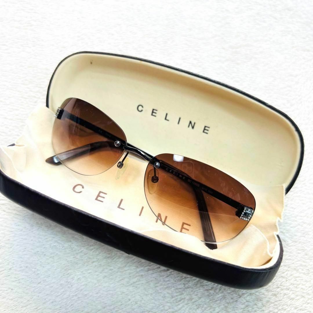 ファッション小物セリーヌ CELINE マカダム ラインストーン サングラス メガネ拭き ケース