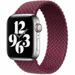 ダークチェリー　Apple watchバンド  編組　バンドコンパチブル　 L(腕時計)