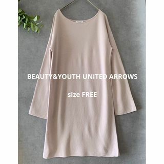 ビューティアンドユースユナイテッドアローズ(BEAUTY&YOUTH UNITED ARROWS)のBEAUTY&YOUTH チュニック丈ニット ピンクベージュ(ニット/セーター)