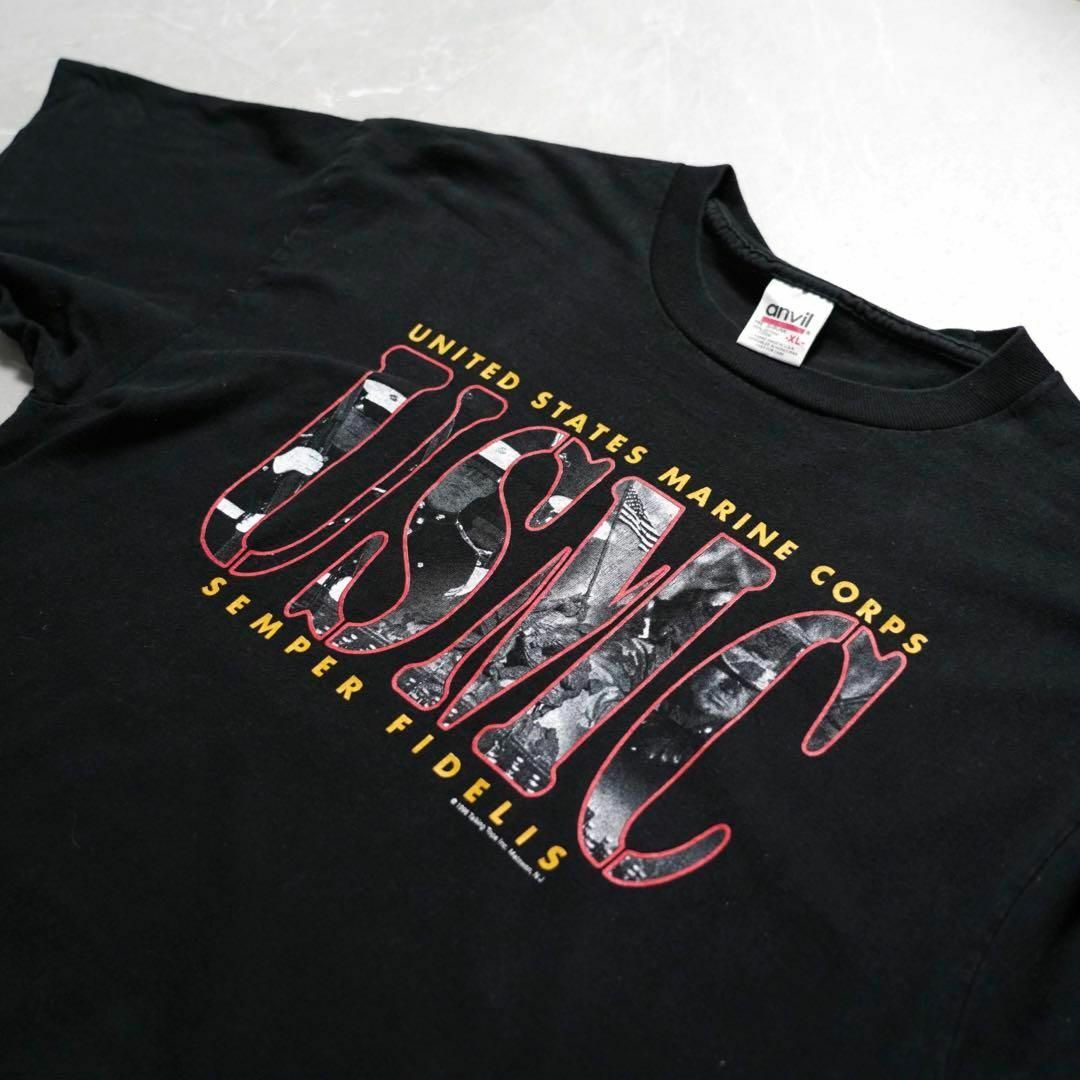 Anvil(アンビル)のアンビル　90s XLサイズ　Tシャツ　USMC ミリタリープリント　ブラック メンズのトップス(Tシャツ/カットソー(半袖/袖なし))の商品写真