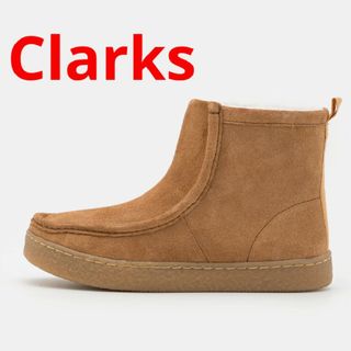 クラークス(Clarks)の新品★Clarks クラークス ヌバックレザー ボア ブーツ タン 22.5cm(ブーツ)