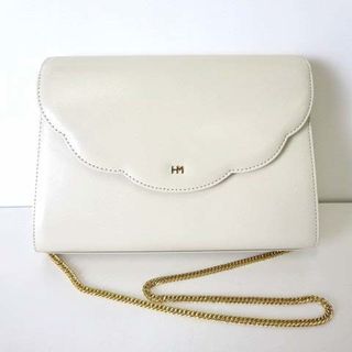 ハナエモリ(HANAE MORI)のハナエモリ ショルダーバッグ クラッチバッグ 2way レザー アイボリー美品(ショルダーバッグ)