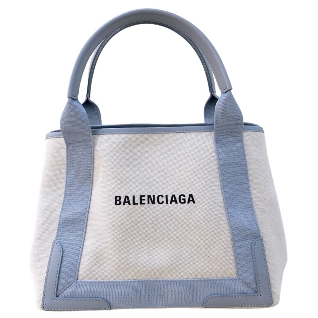 バレンシアガ BALENCIAGA ネイビーカバスS 339933 ベージュ/アイスブルー キャンバス レディース ハンドバッグ約225cmマチ