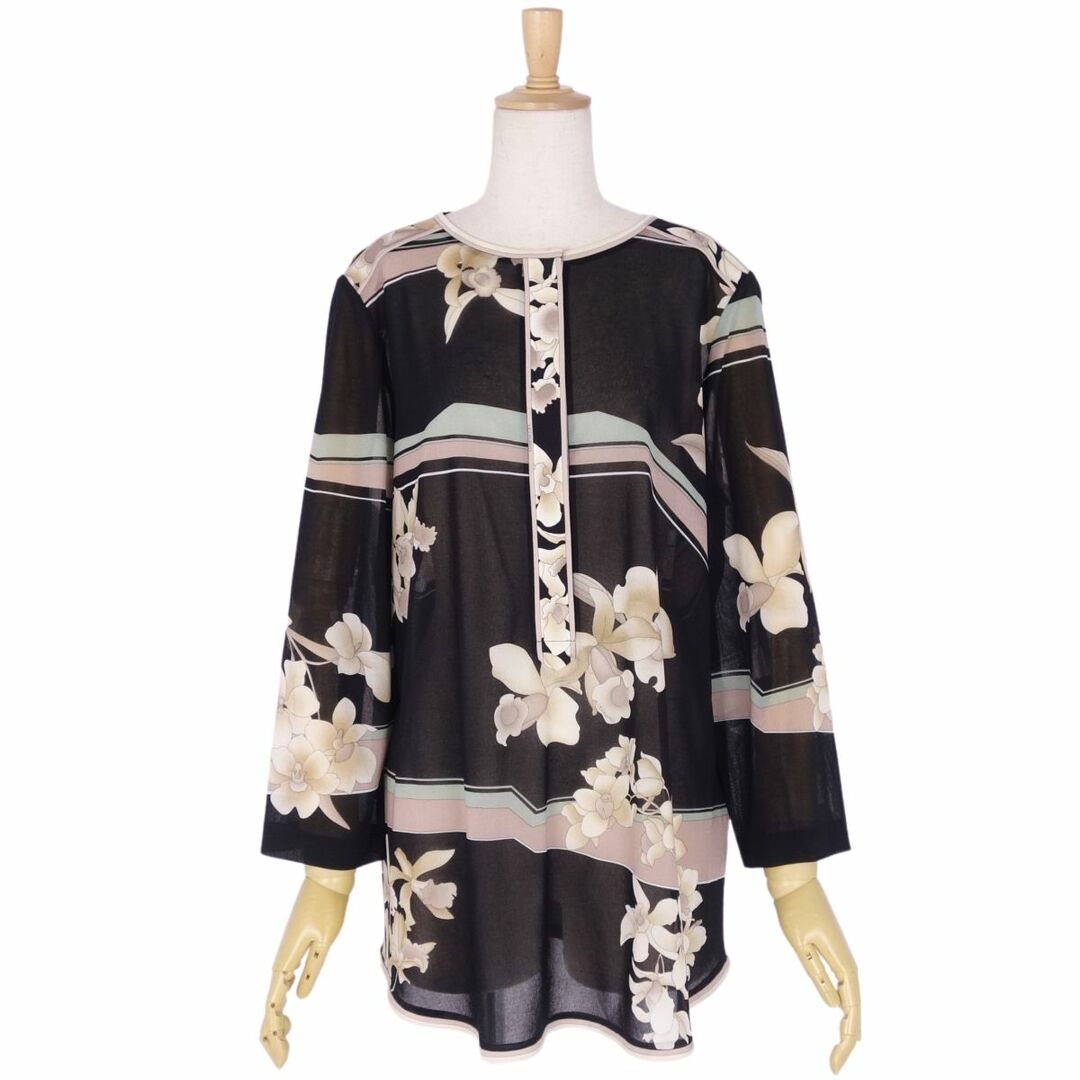LEONARD レオナール 花柄チュニックシャツ ロングシャツ - トップス LEONARD レオナール 花柄チュニックシャツ ロングシャツ - トップス