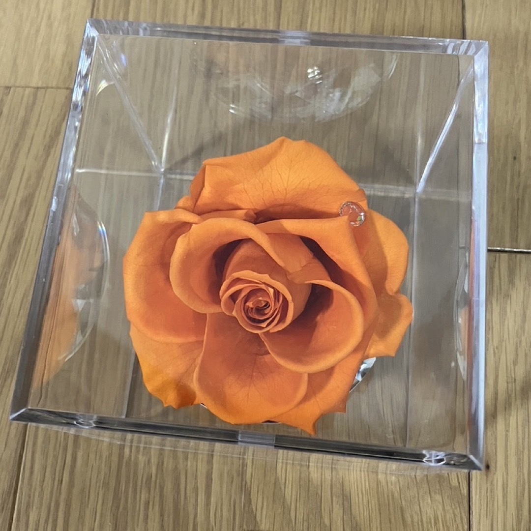 【プリザーブドフラワー】Crystal Rose クリスタルローズ（オレンジ色） インテリア/住まい/日用品のインテリア小物(置物)の商品写真