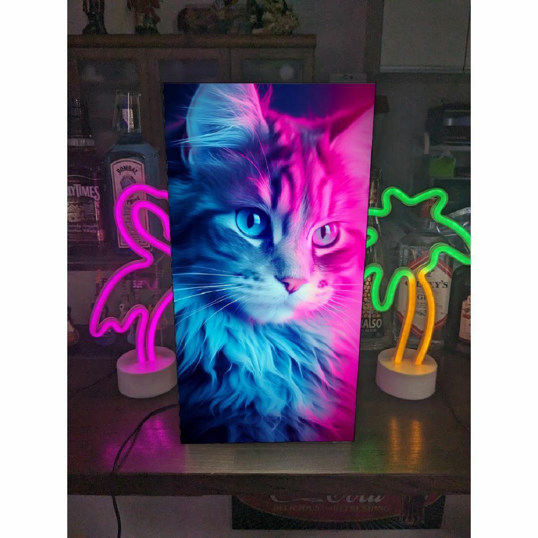 【Lサイズ】にゃんこ 猫 ねこ キャット アート 看板 置物 雑貨 ライトBOX その他のペット用品(猫)の商品写真