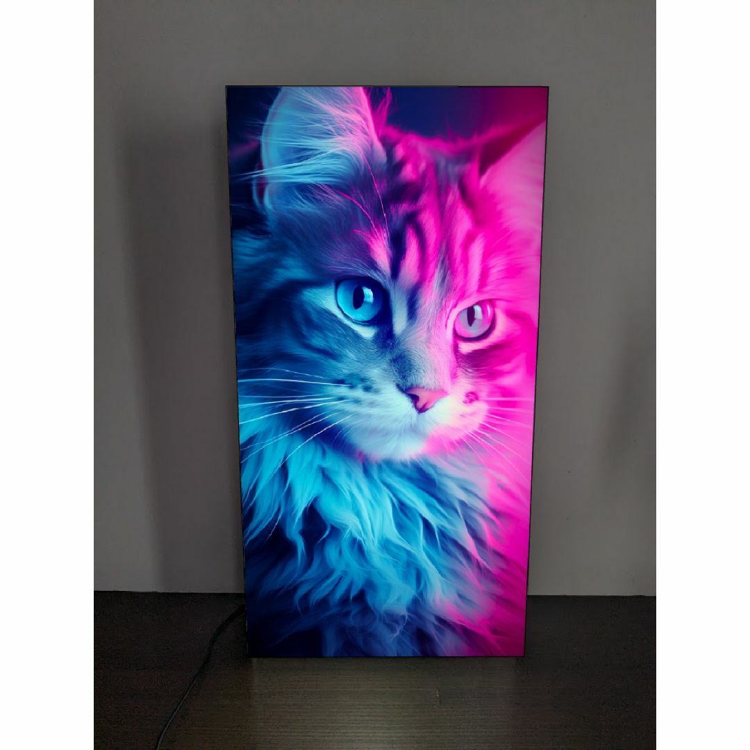 【Lサイズ】にゃんこ 猫 ねこ キャット アート 看板 置物 雑貨 ライトBOX その他のペット用品(猫)の商品写真