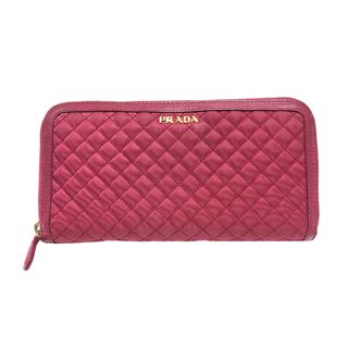 プラダ(PRADA)の　プラダ PRADA ラウンドファスナーロングウォレット 1M0506 ピンク ゴールド金具 ナイロン レディース 長財布(財布)