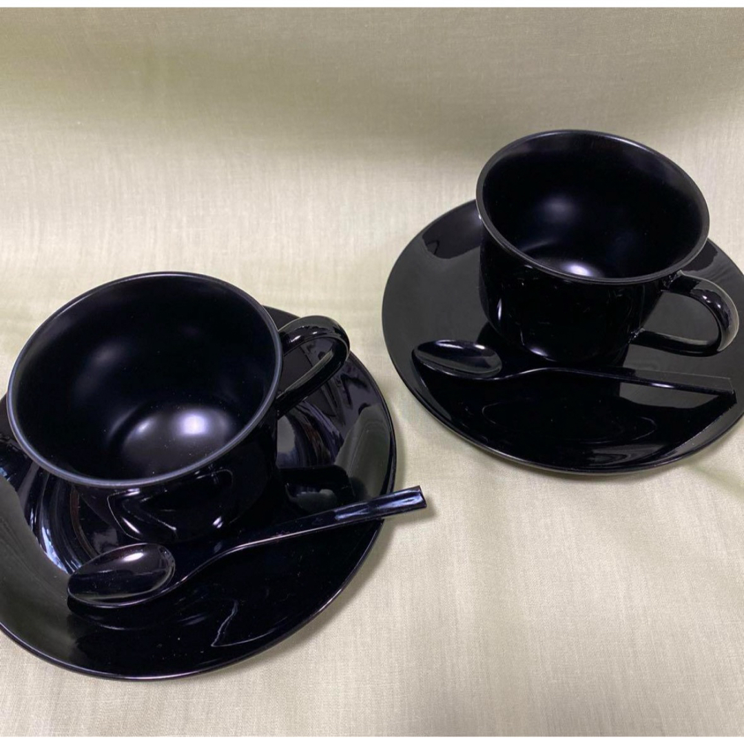 新品未使用 漆 黒色 コーヒーカップセット インテリア/住まい/日用品のキッチン/食器(グラス/カップ)の商品写真