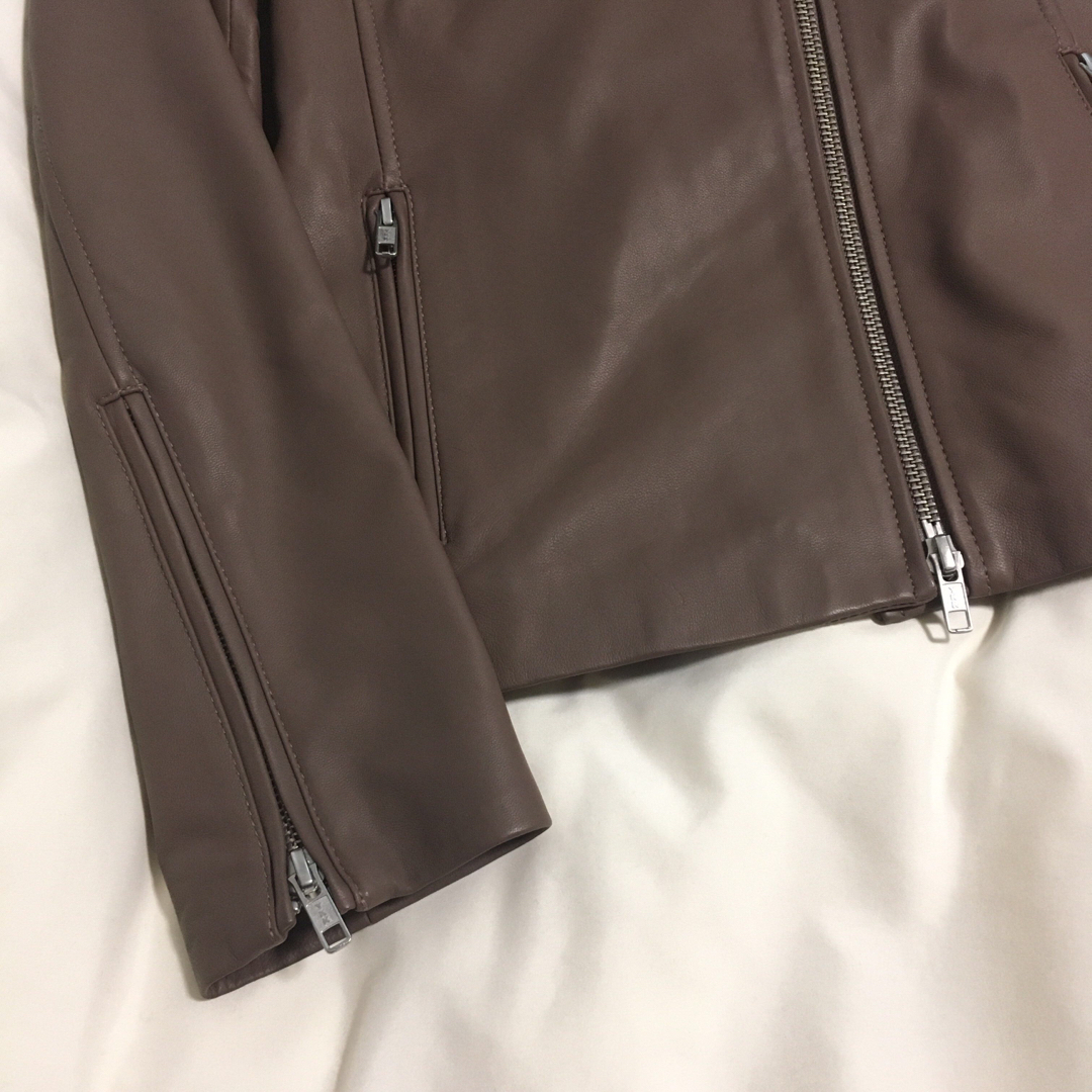 【極美品】定価3,7万 ROSSO 羊革 ノーカラー ライダースジャケット