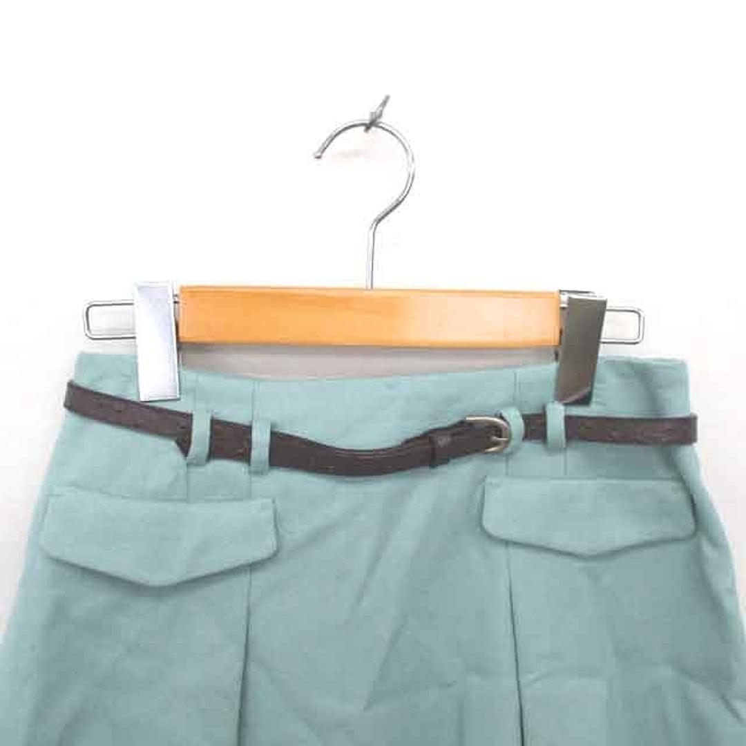 JUSGLITTY(ジャスグリッティー)のジャスグリッティー 台形 スカート ひざ丈 ベルト ウール 1 ミントグリーン レディースのスカート(ひざ丈スカート)の商品写真