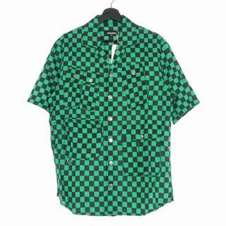 ディースクエアード(DSQUARED2)のディースクエアード 22SS チェック柄 オープンカラーシャツ 半袖 48 緑(シャツ)