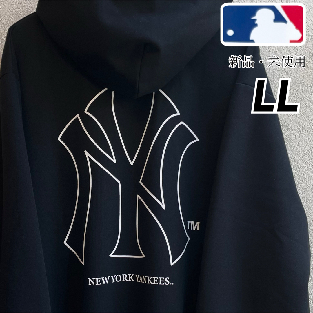 MLB(メジャーリーグベースボール)の希少【LL】MLB公式　ヤンキース　ビッグロゴ　ポケット付きスウェットトレーナー メンズのトップス(パーカー)の商品写真