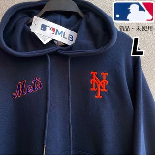 メジャーリーグベースボール(MLB)の希少！【L】MLB公式　メッツ　ポケット付き　長袖スウェットパーカー●千賀滉大(パーカー)