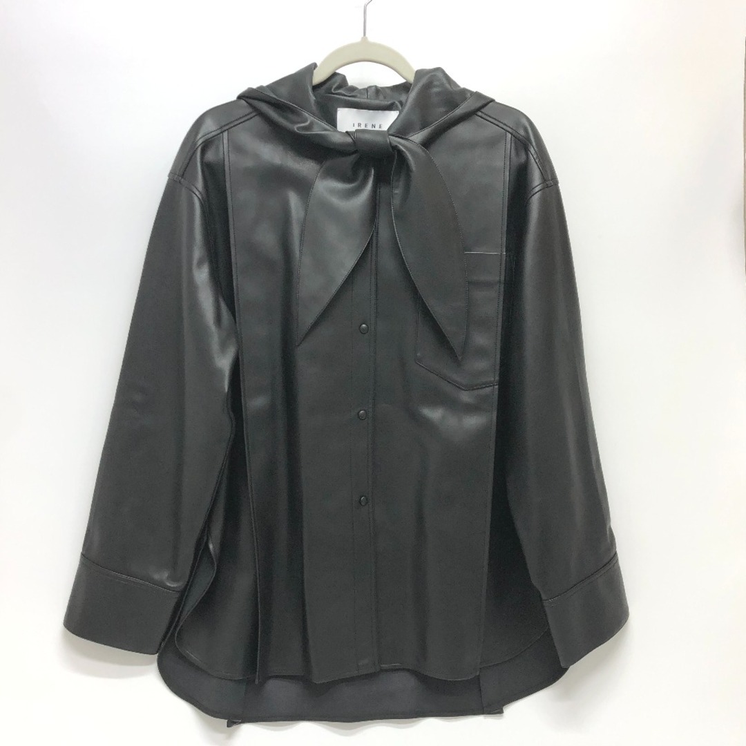 アイレネ IRENE Faux Leather Hoodie Shirt 22A83006 コート ジャケット 合成皮革 ブラック 美品約61cm裄丈