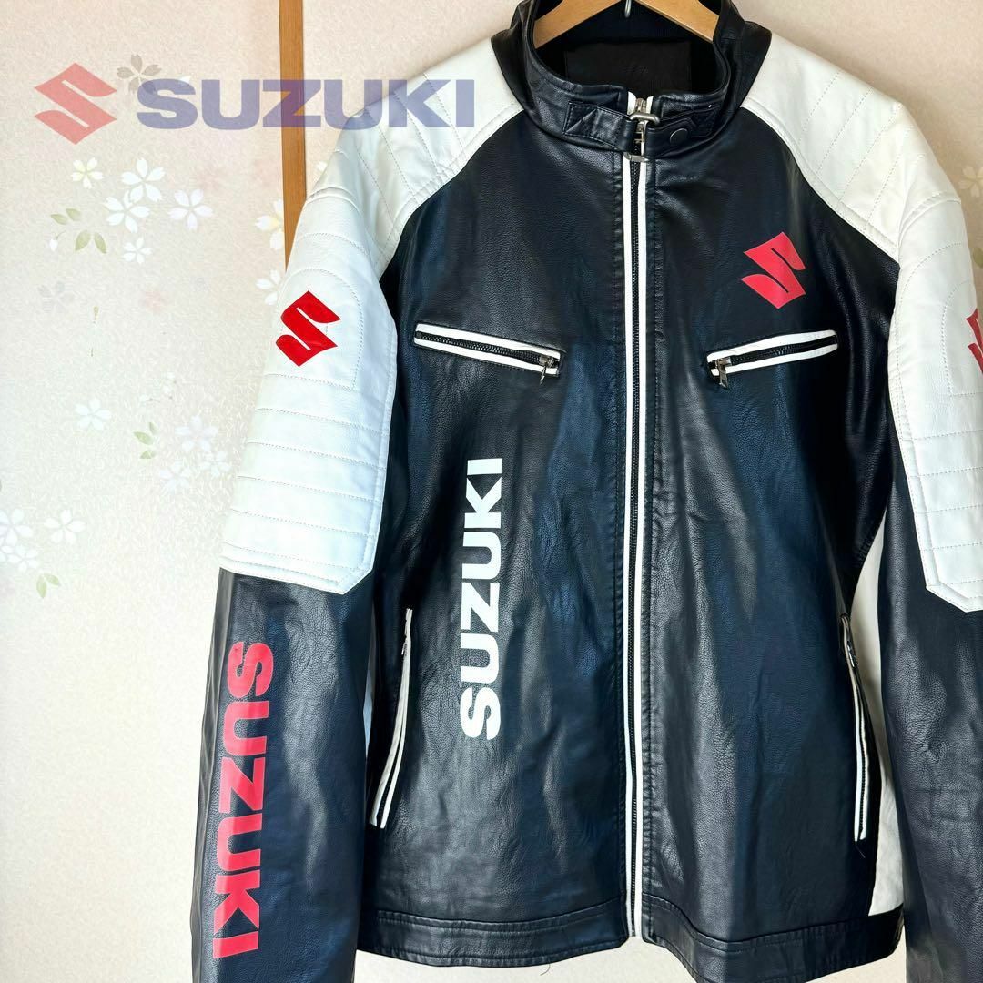 ビンテージ SUZUKI スズキ バイクジャケット 純正シミや破れなし袖