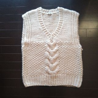極美品 BABYLONE バビロンツイードフリンジベストジレアイボリー