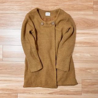 ザラキッズ(ZARA KIDS)のZARA kids ノーカラーコート ニットコート キャメル 152cm  (コート)