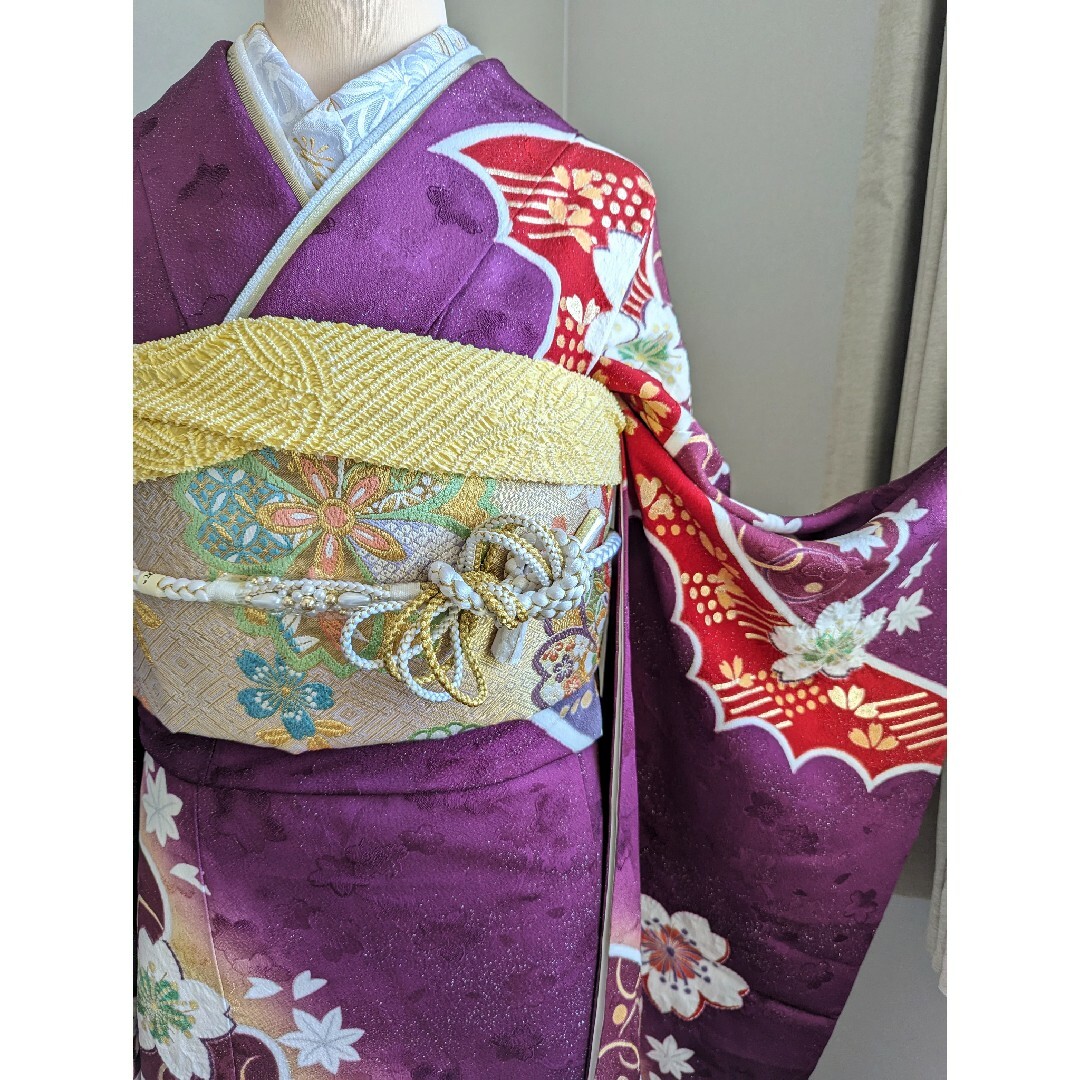 monico振袖【お仕立て上がり】振袖フルセット 身丈168裄68 桜 金彩 紫 monico振袖【お仕立て上がり】振袖フルセット 身丈168裄68 桜 金彩 紫