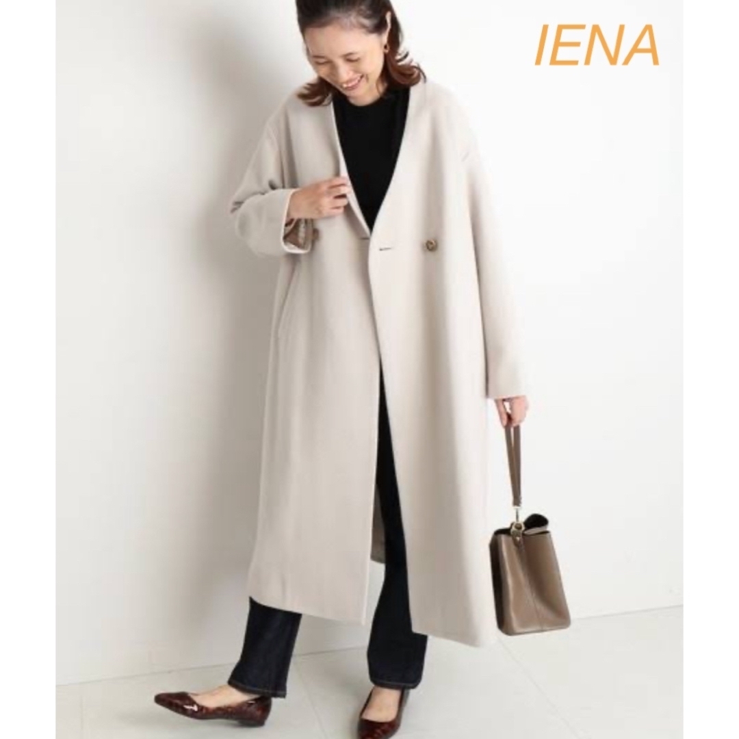 IENA(イエナ)の【 SLOBE   IENA 】  スローブ　イエナ　ノーカラーウールコート レディースのジャケット/アウター(ロングコート)の商品写真