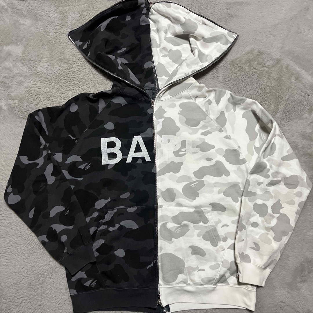 トップスAPE BAPE KAWS セパレート　パーカー　CAMO 迷彩　L half