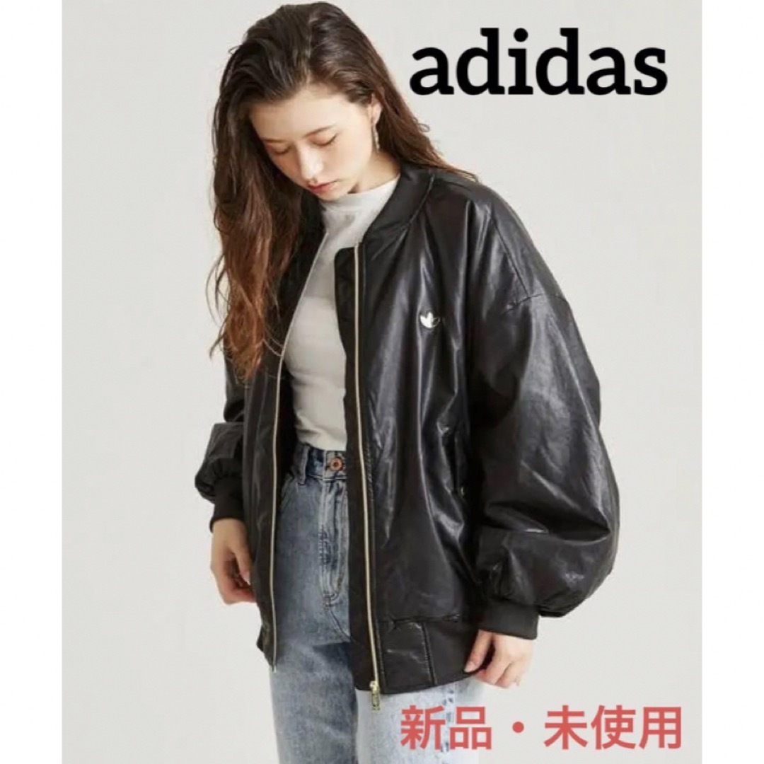 adidas(アディダス)の【新品】adidas BOMBER JACKET BLACK 仲里依紗　re. メンズのジャケット/アウター(スタジャン)の商品写真