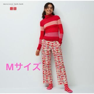 ユニクロ(UNIQLO)の【新品】UNIQLO×プリンセス タム・タム フランネルパンツ レッド Mサイズ(ルームウェア)