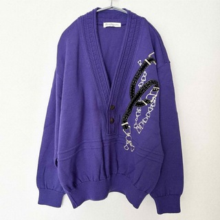 【美品】メンズ セーター ニット 日本製 アンティーク レトロ 紫 L(ニット/セーター)