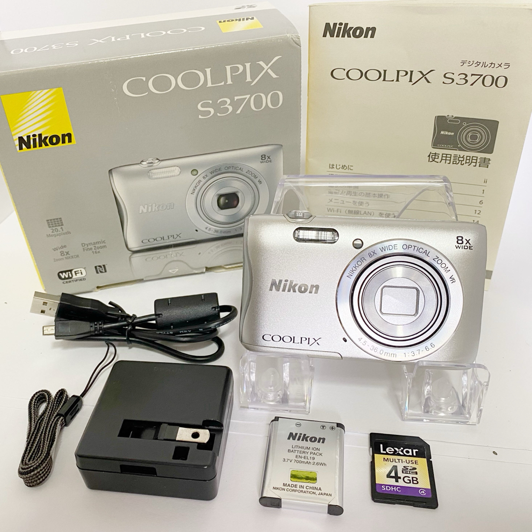 Nikon coolpix S3700 ニコン　デジタルカメラ　Wi-Fiデジカメ