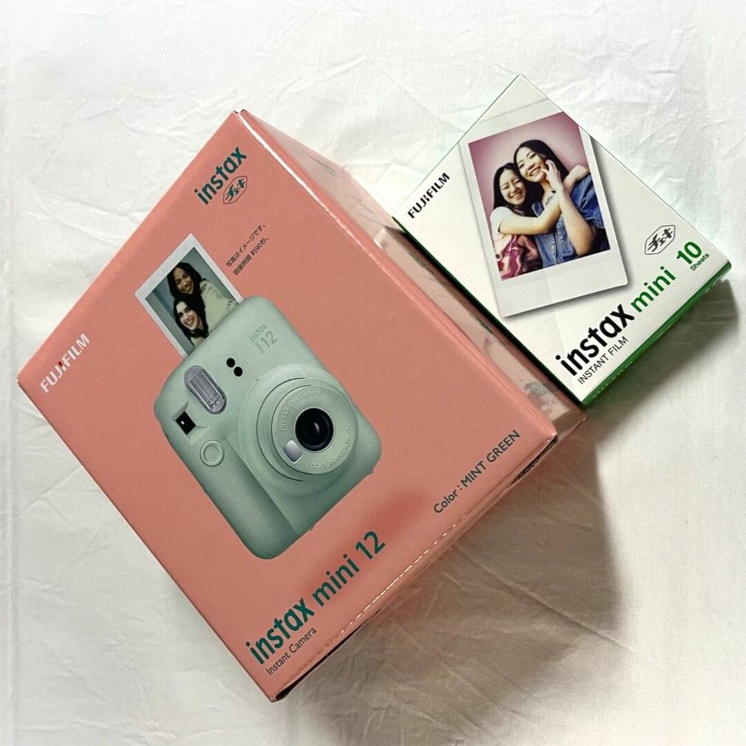 スマホ/家電/カメラ新品 チェキ mini12 GREEN フィルム10枚付