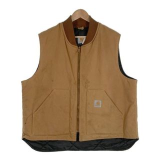 80's Carhartt カーハート Duck Vest ダック地 ベスト ジップアップ ベージュ Size XXL(ベスト)