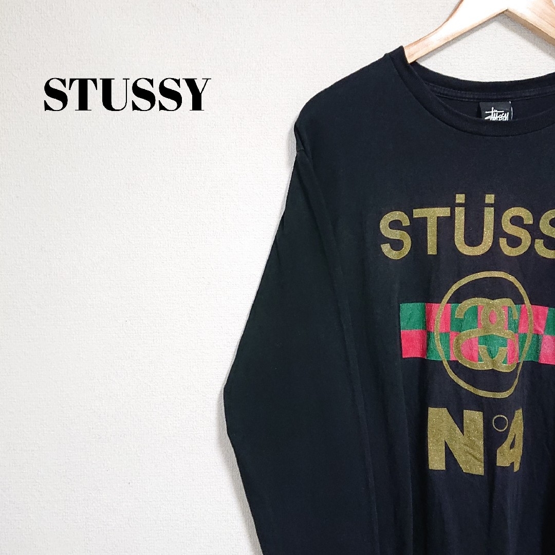 STUSSY(ステューシー)の【入手困難】ステューシー Tシャツ 長袖 デカロゴ USED加工 メンズ メンズのトップス(Tシャツ/カットソー(七分/長袖))の商品写真