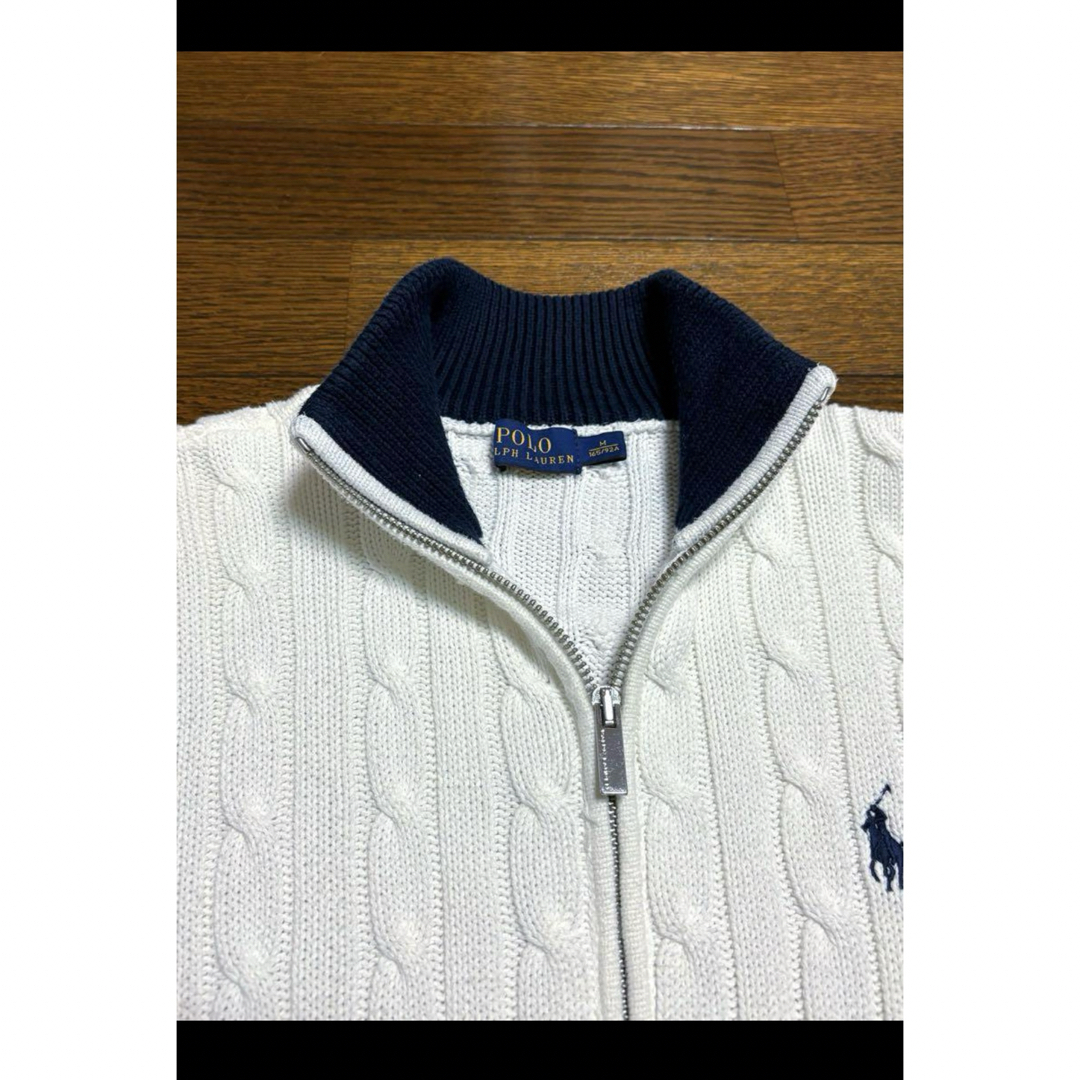 POLO RALPH LAUREN(ポロラルフローレン)の【人気カラー ホワイト】ラルフローレン ファスナー ケーブル ニット　1729 レディースのトップス(ニット/セーター)の商品写真