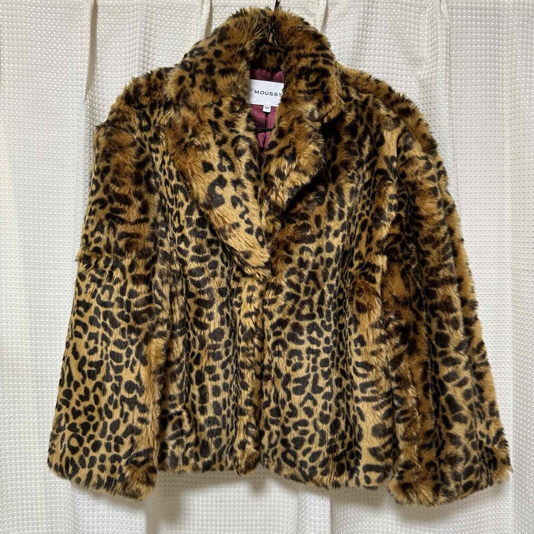 moussy(マウジー)の【美品】MOUSSYレオパード柄ファーコート レディースのジャケット/アウター(毛皮/ファーコート)の商品写真