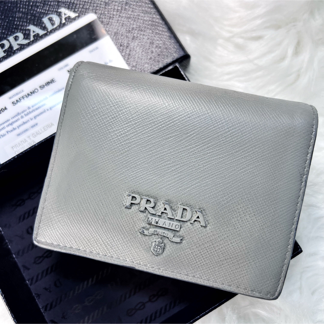 PRADA - 完備品 美品✨ プラダ 二つ折り財布 サフィアーノ シャイン