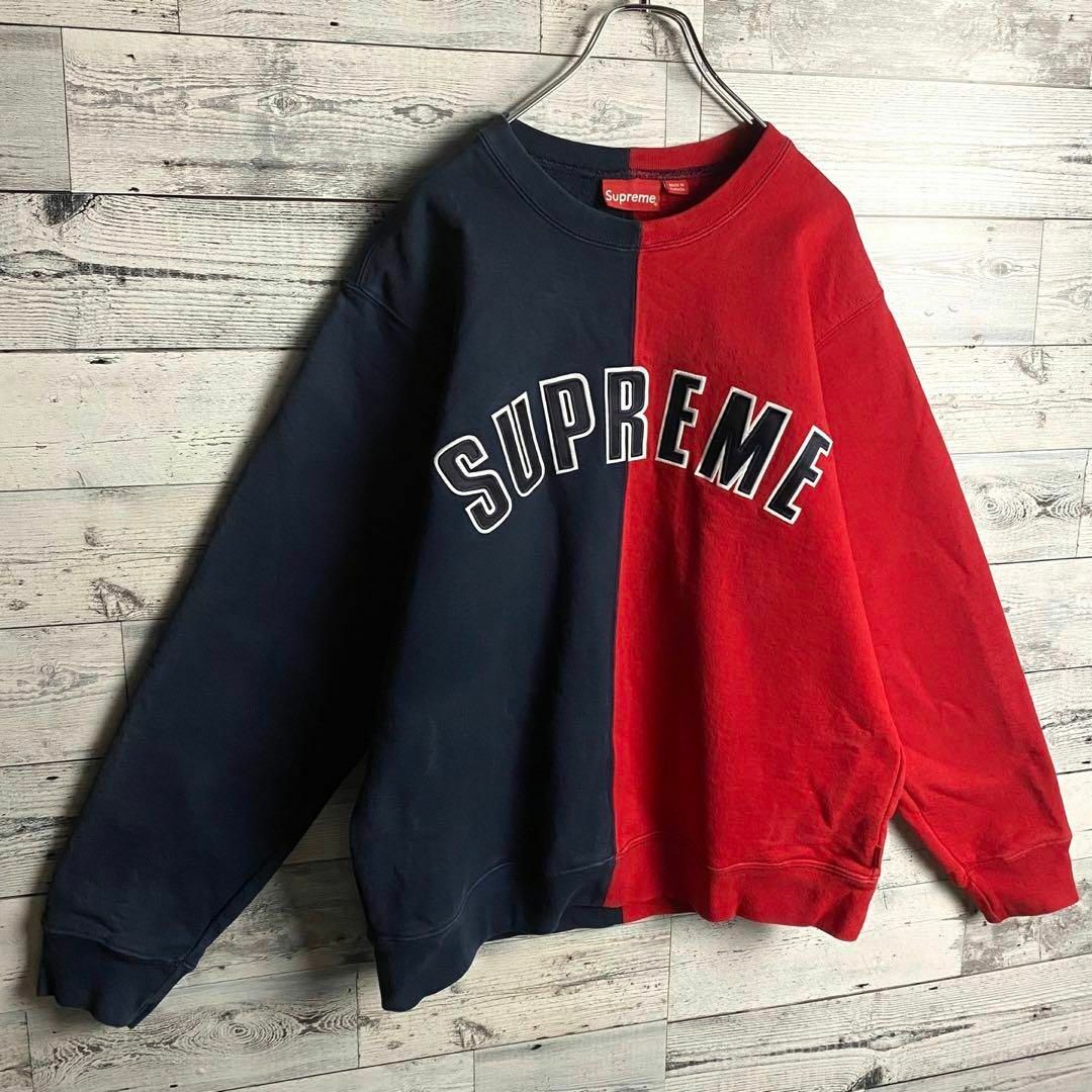 Supreme(シュプリーム)の【希少カラー】シュプリーム☆アーチロゴ 刺繍 バイカラー スウェット 即完売 メンズのトップス(スウェット)の商品写真