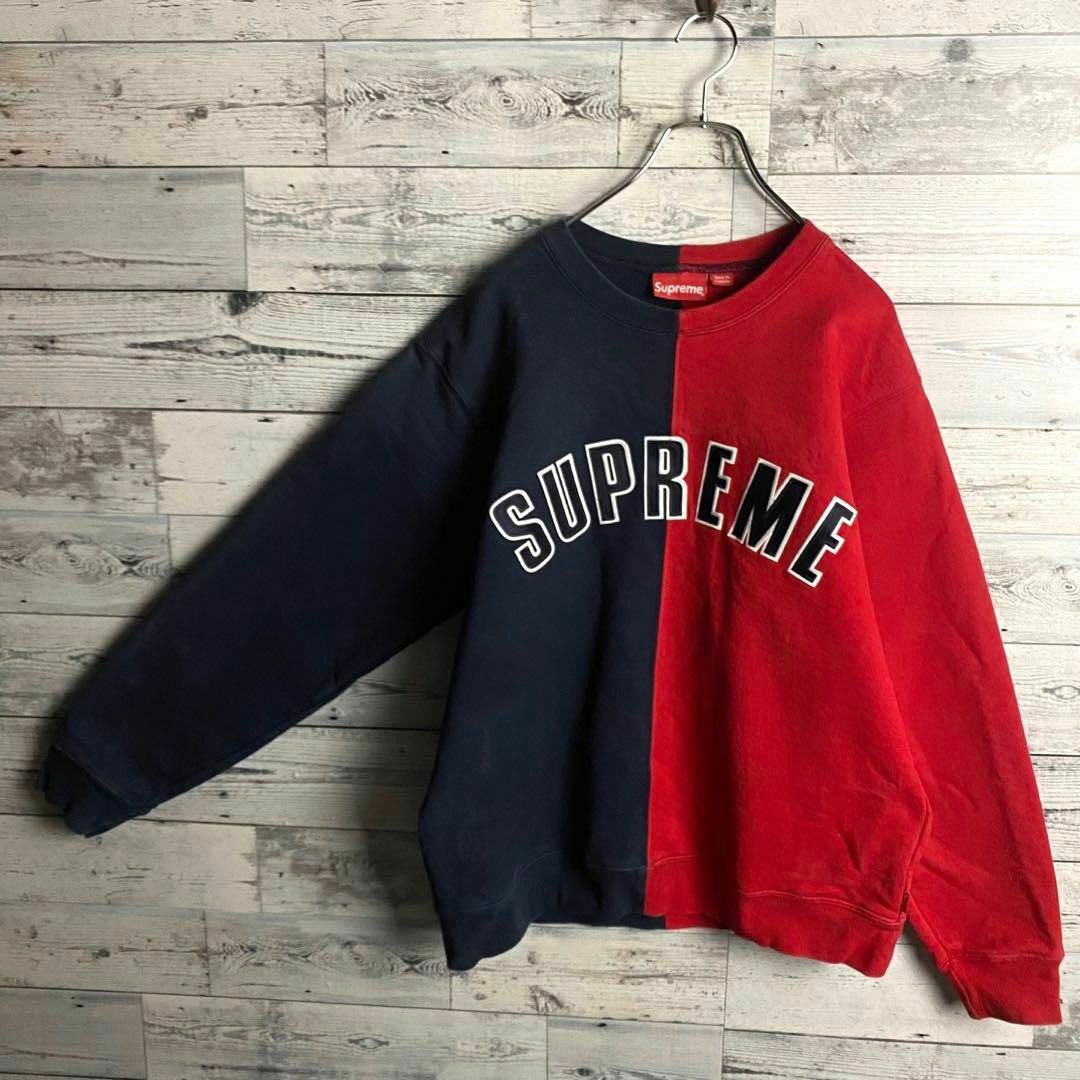 Supreme(シュプリーム)の【希少カラー】シュプリーム☆アーチロゴ 刺繍 バイカラー スウェット 即完売 メンズのトップス(スウェット)の商品写真