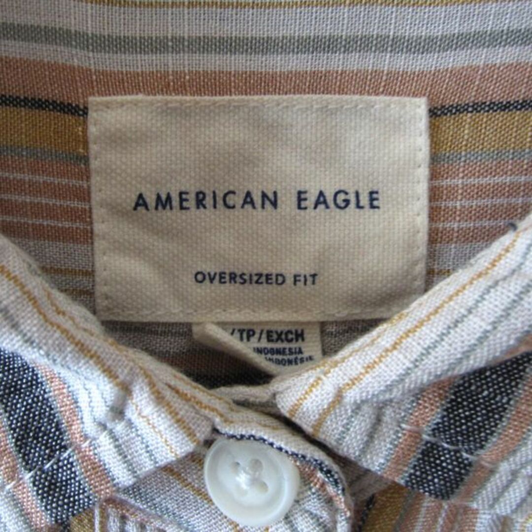 American Eagle(アメリカンイーグル)のAMERICAN EAGLE／アメリカンイーグル　ストライプ柄　薄手　長袖シャツ レディースのトップス(シャツ/ブラウス(長袖/七分))の商品写真