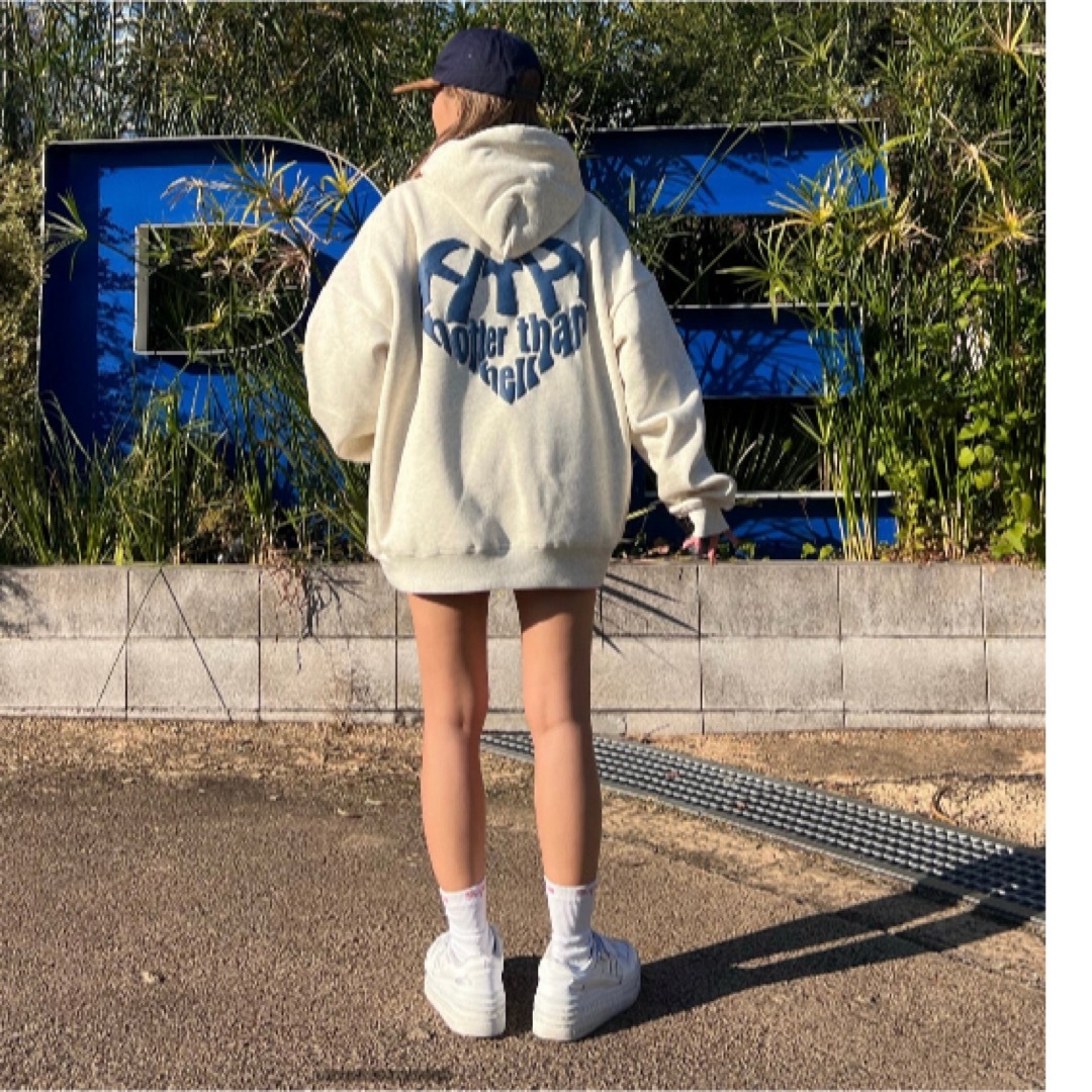 HTH Heart logo hoodie HTHパーカー 杢ベージュレディース